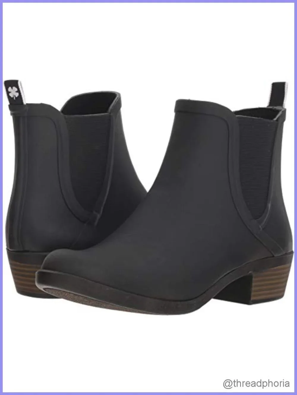 Waterproof Rubber Ankle Rain Booties with Side Zipper and Block Heel